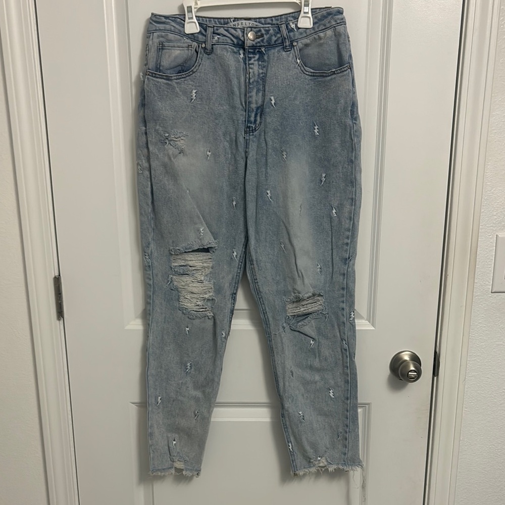 Tinseltown Distressed Blue Denim Jeans